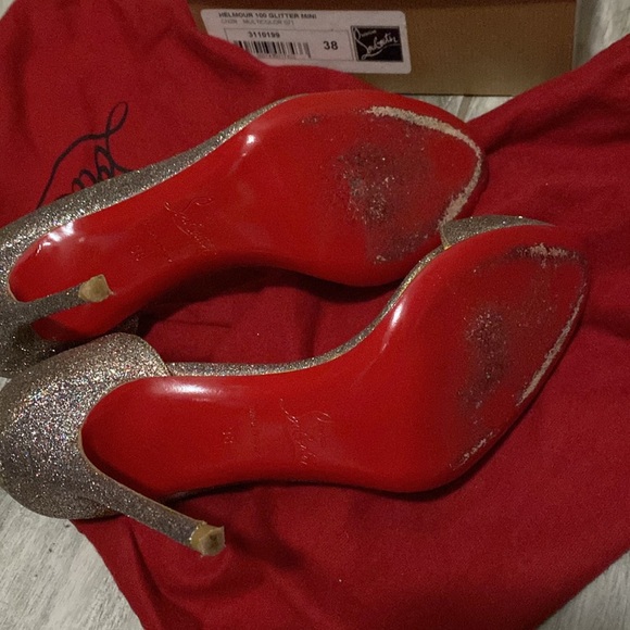 Christian Louboutin Helmour 100 Glitter Mini Pumps Multicolor Size 38 - Picture 4 of 8
